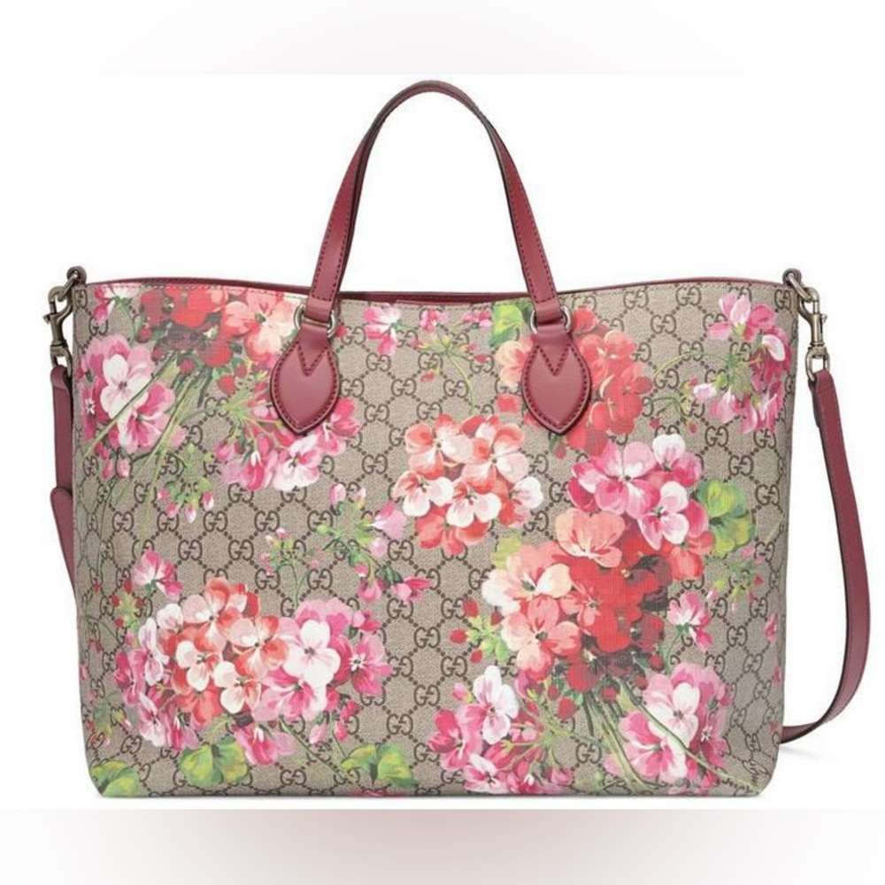 🆕GUCCI GG Supreme Blooms Medium Leather Shoulder Bag